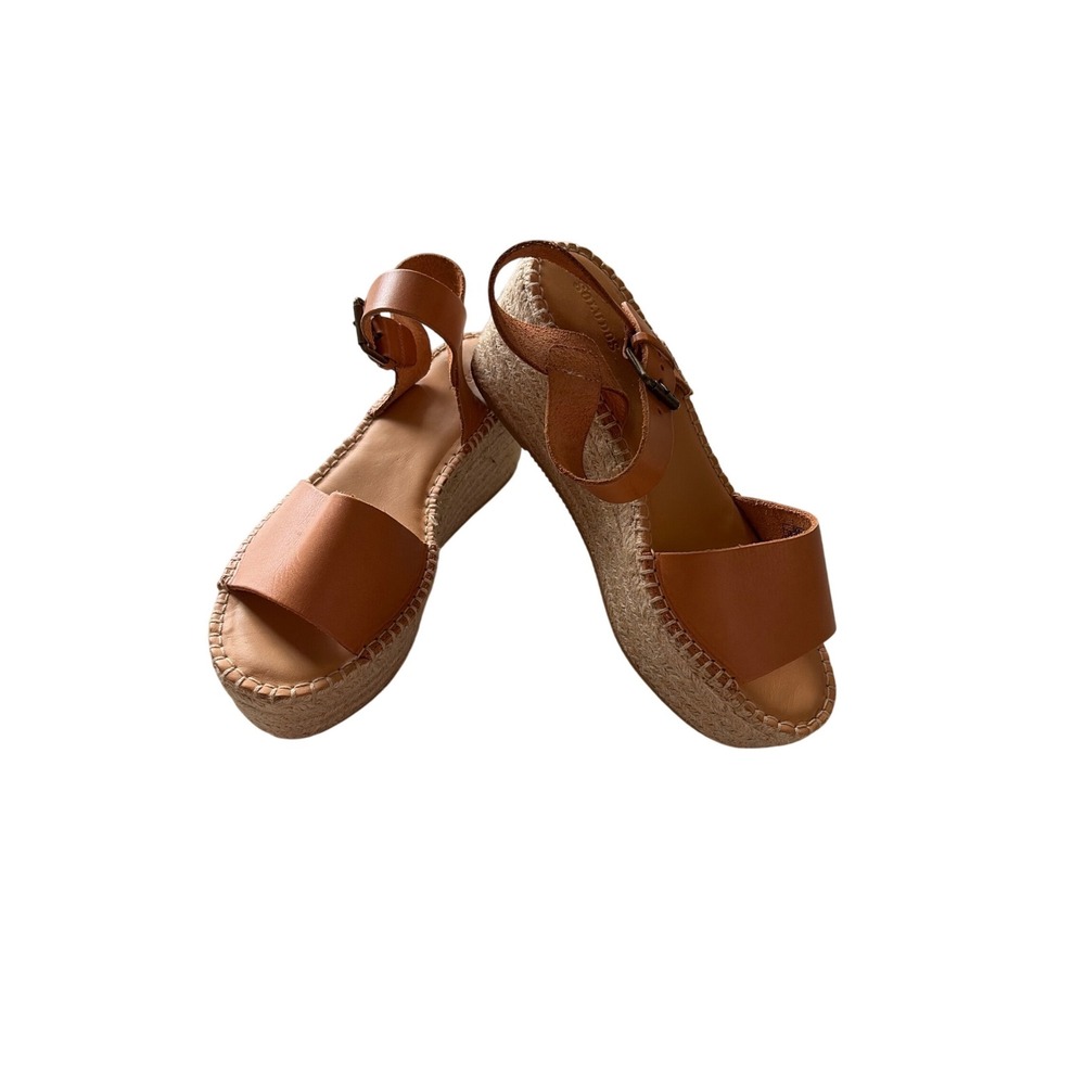 Soludos Minorca HIGH Platform Sandals Tan Leather Espadrille Wedge Womens 11